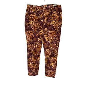 Seven7 High-Rise Skinny Corduroy Pants Floral Print Women's Size 14 NWT